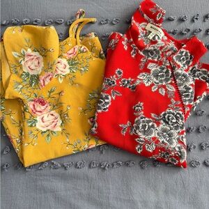 Women's Floral Top Bundle - Red and Yellow